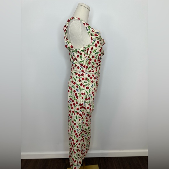 Carolina Herrera Cherry Draped Midi Dress - Picture 10 of 14